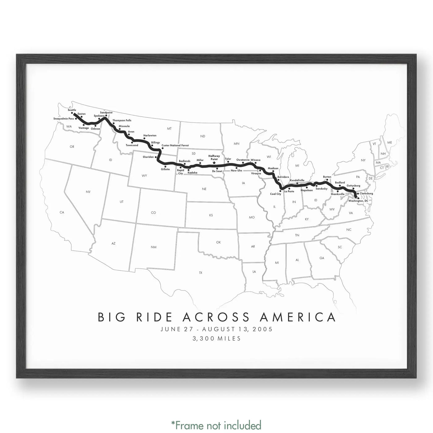 Trail Poster of Big Ride Across America - White