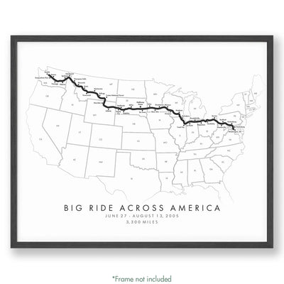 Trail Poster of Big Ride Across America - White