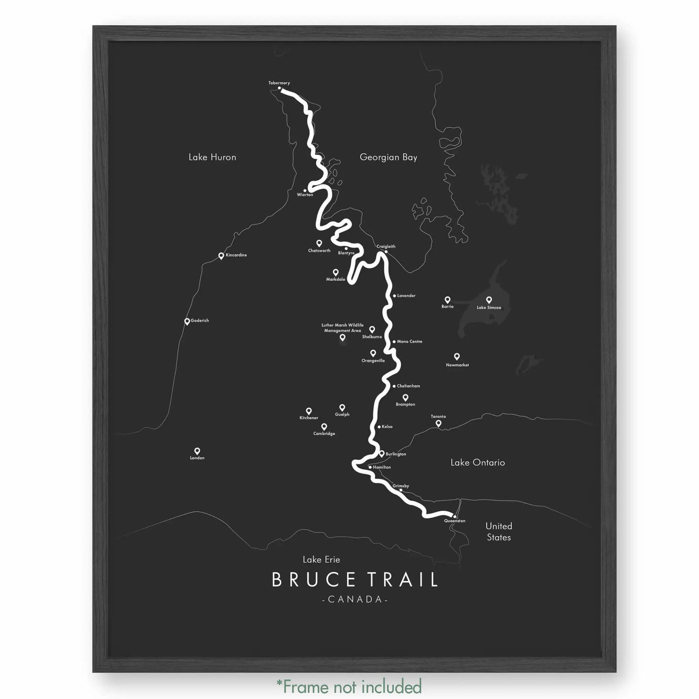 Trail Poster of Bruce Trail - Grey
