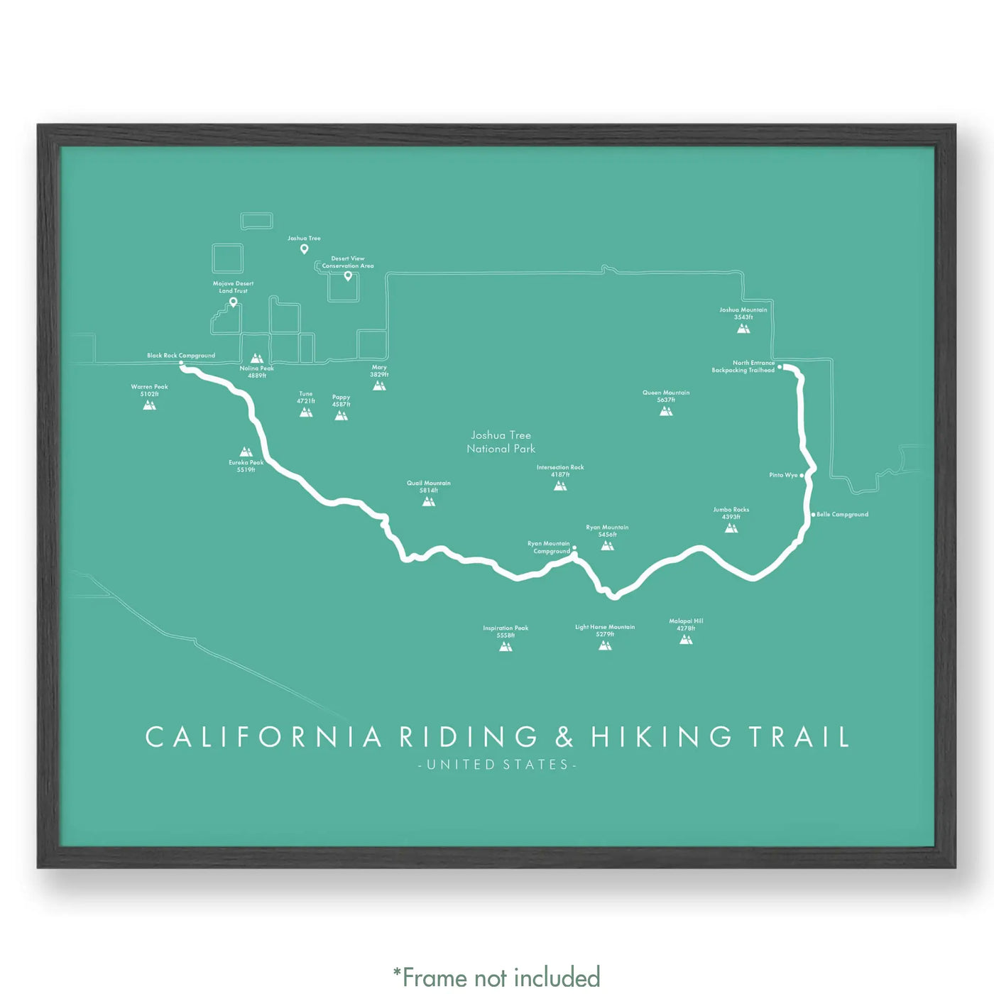 Trail Poster of California Riding & Hiking Trail - Teal