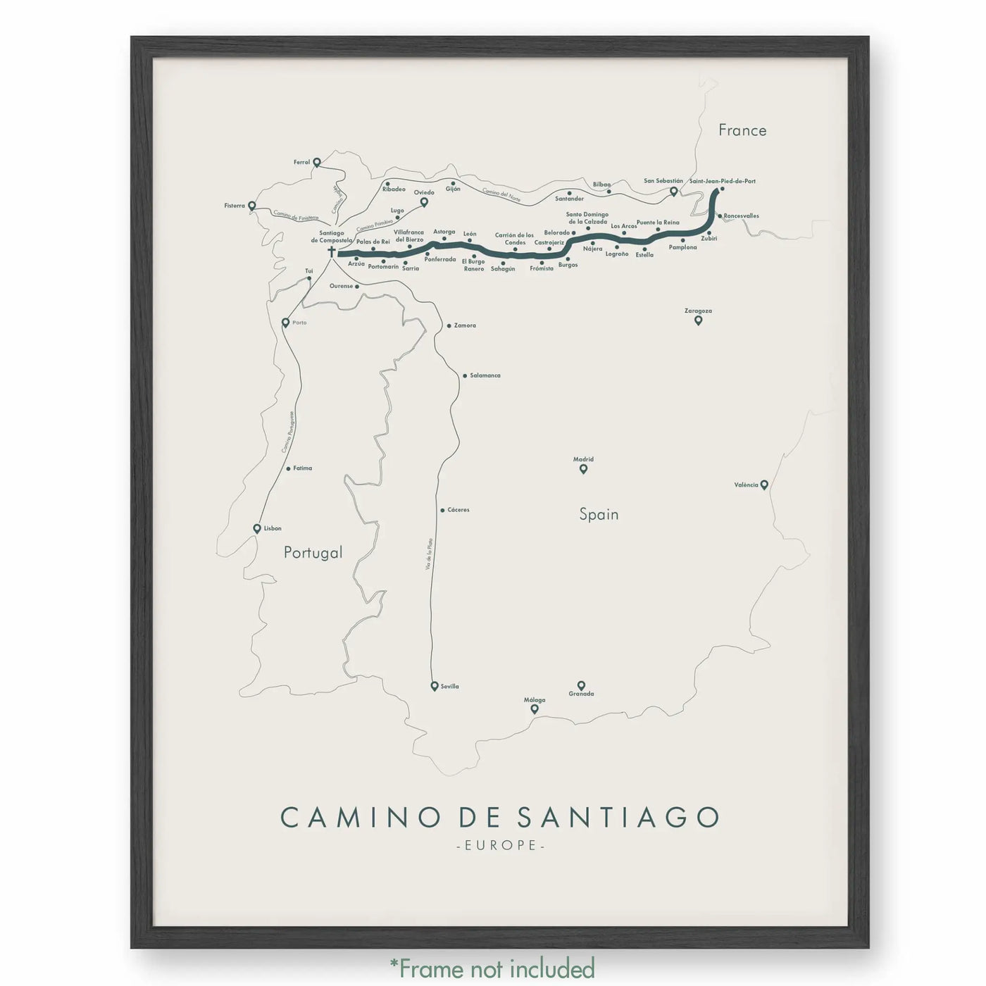 Trail Poster of Camino De Santiago - Beige