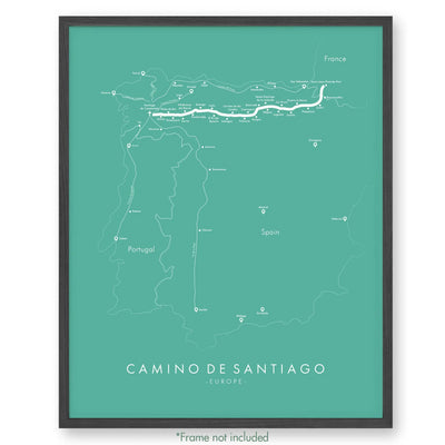 Trail Poster of Camino De Santiago - Teal