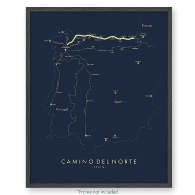 Trail Poster of Camino Del Norte - Blue