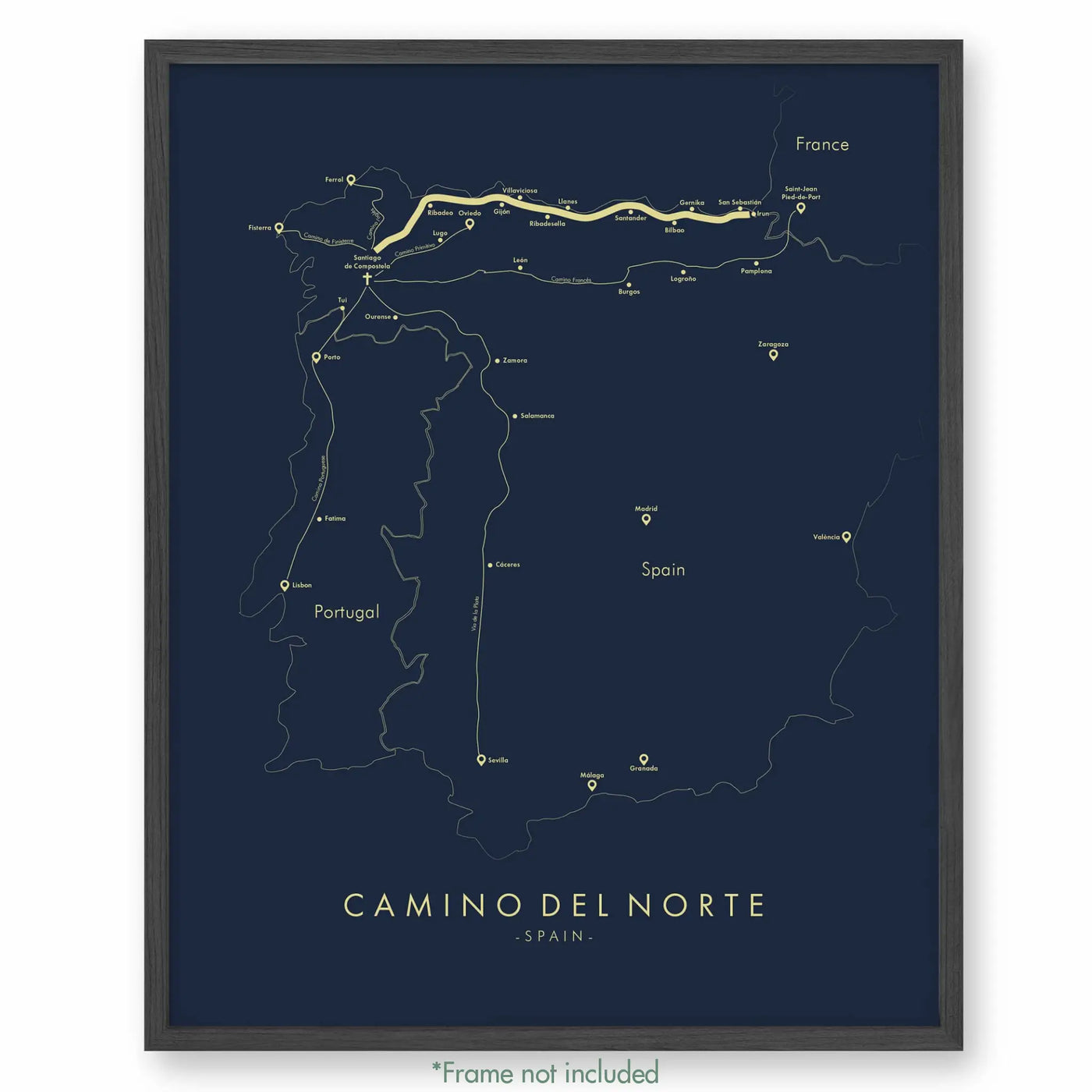 Trail Poster of Camino Del Norte - Blue