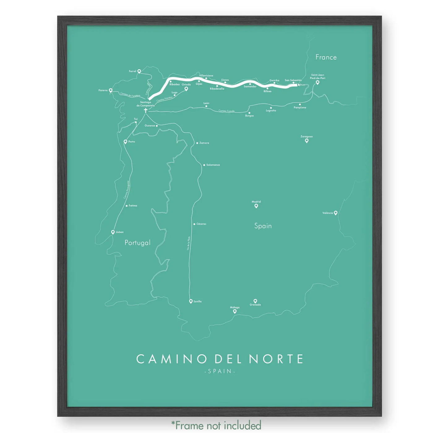 Trail Poster of Camino Del Norte - Teal