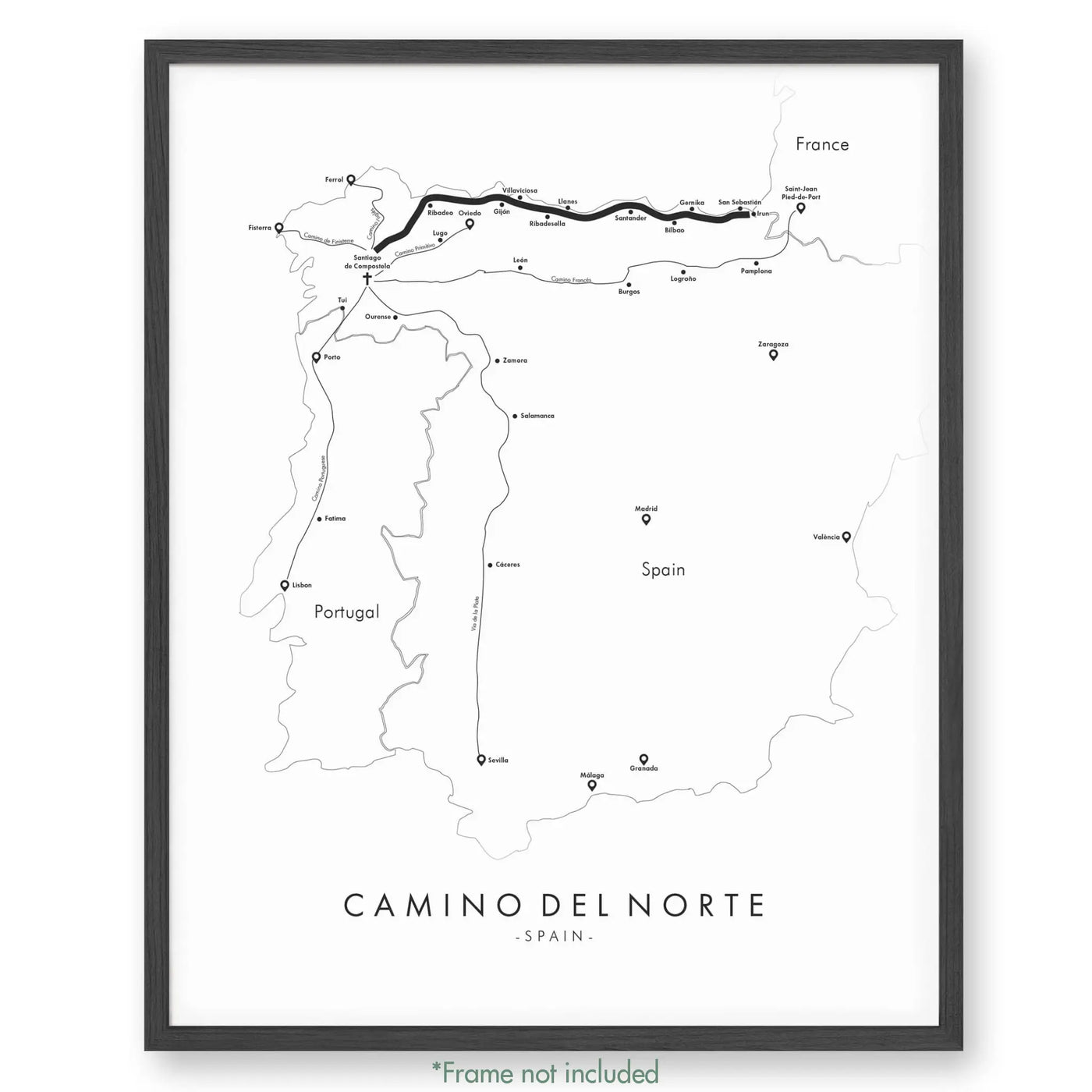 Trail Poster of Camino Del Norte - White