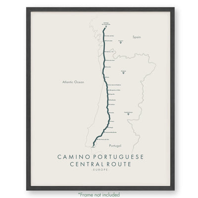 Trail Poster of Camino Portuguese - Central Lisbon Start - Beige