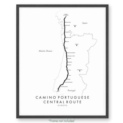 Trail Poster of Camino Portuguese - Central Lisbon Start - White
