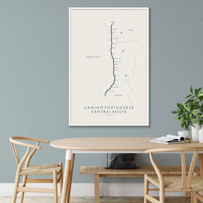 Trail Poster of Camino Portuguese - Central Lisbon Start - Beige Mockup