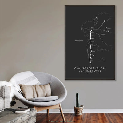 Trail Poster of Camino Portuguese - Central - Grey Mockup