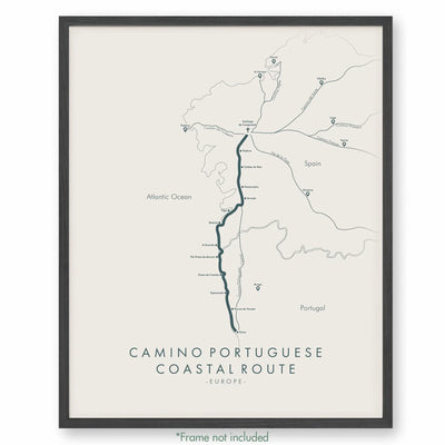 Trail Poster of Camino Portuguese - Coastal - Beige