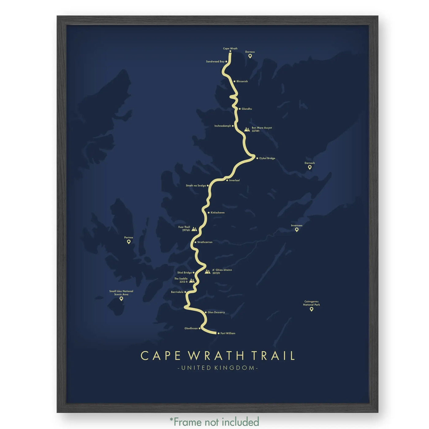 Trail Poster of Cape Wrath Trail - Blue