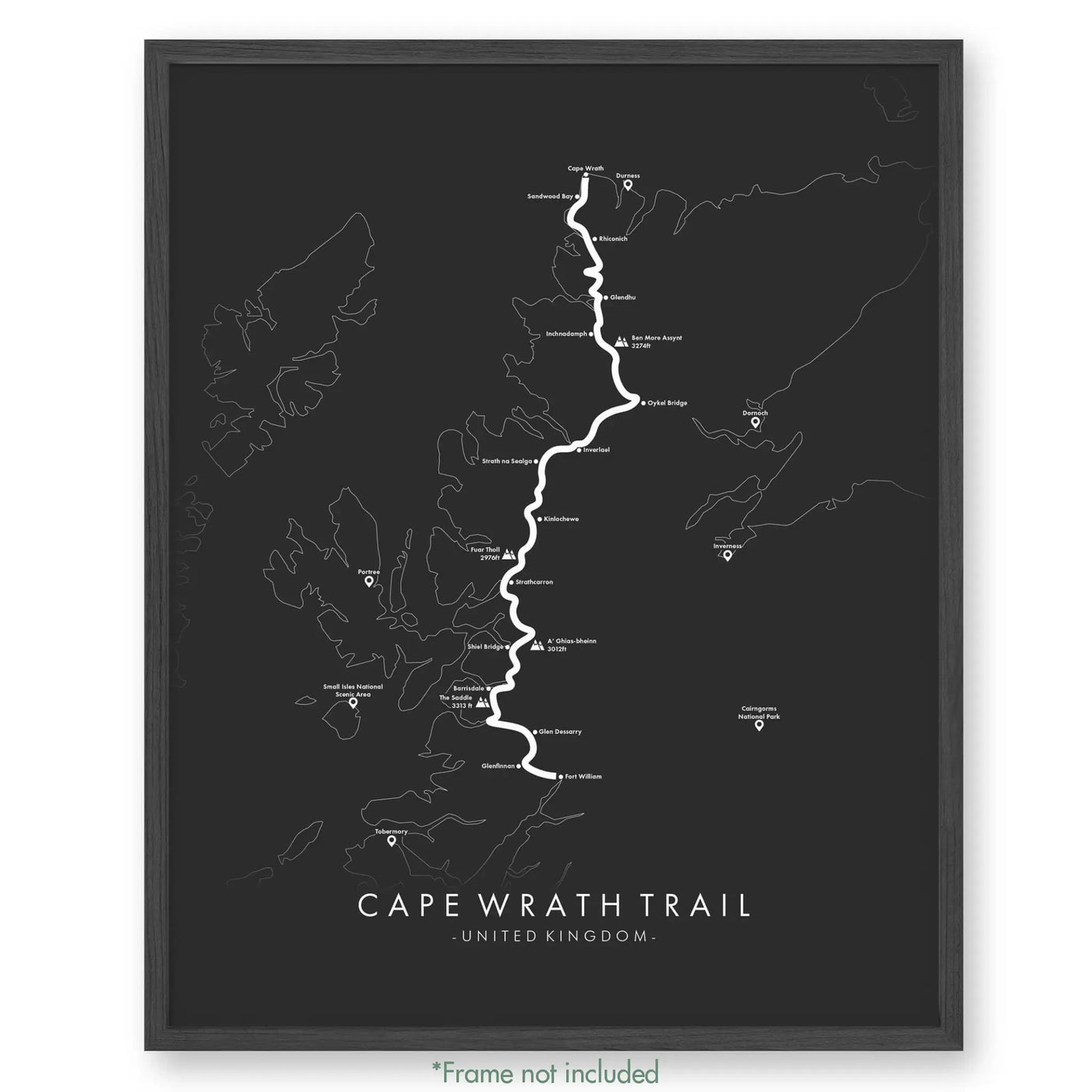 Trail Poster of Cape Wrath Trail - Grey