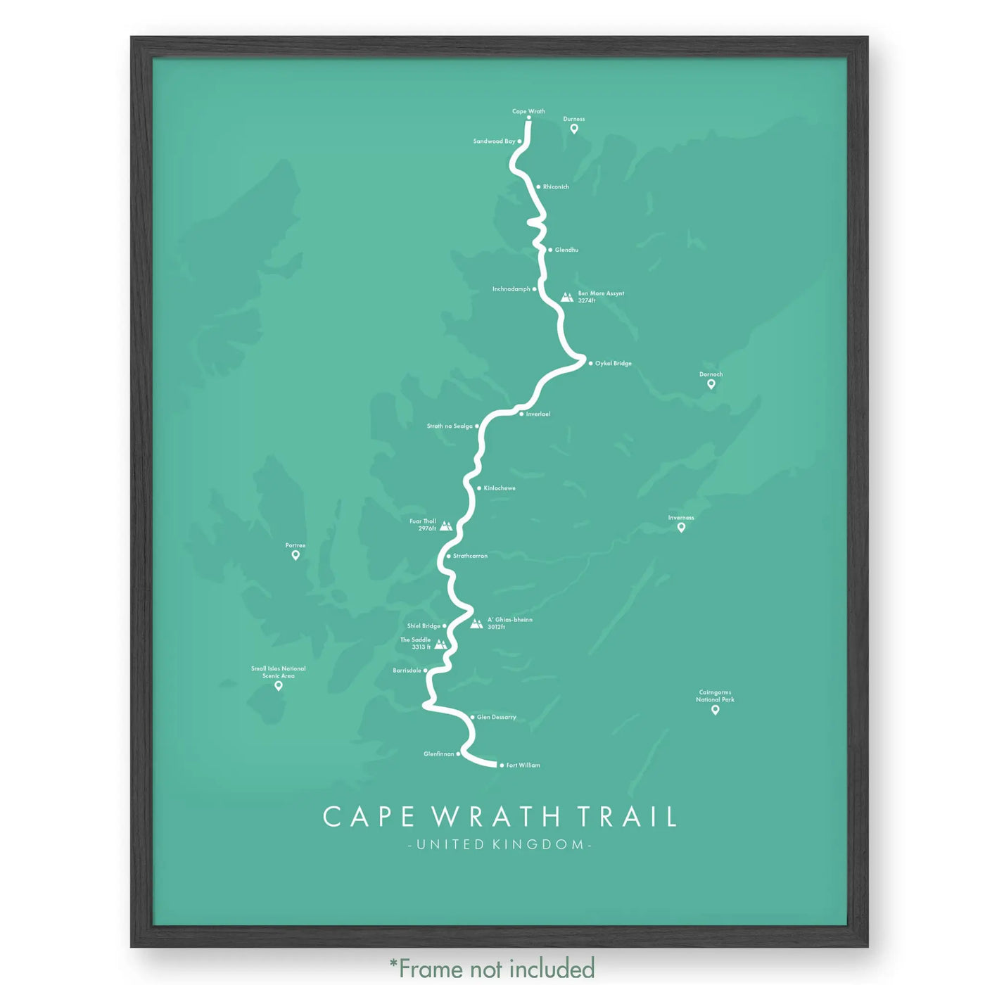 Trail Poster of Cape Wrath Trail - Teal