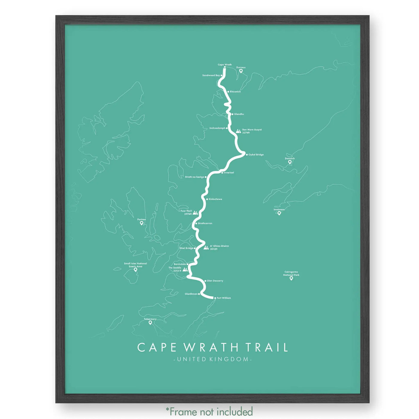 Trail Poster of Cape Wrath Trail - Teal