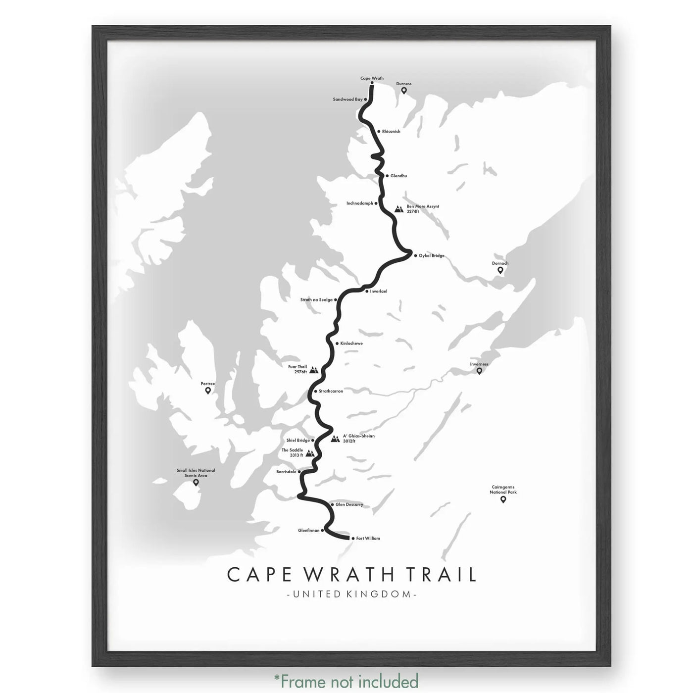 Trail Poster of Cape Wrath Trail - White