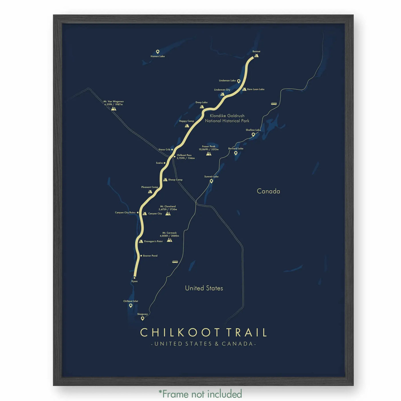 Trail Poster of Chilkoot Trail - Blue