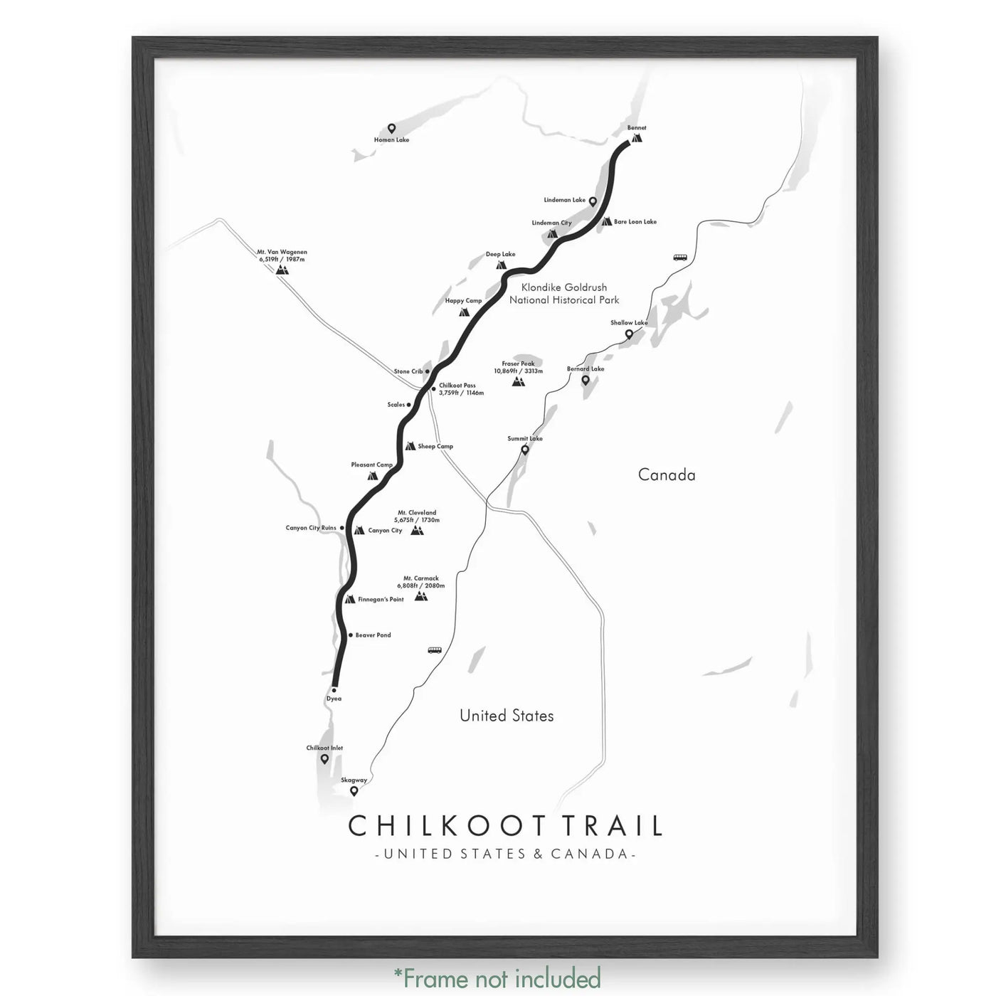 Trail Poster of Chilkoot Trail - White
