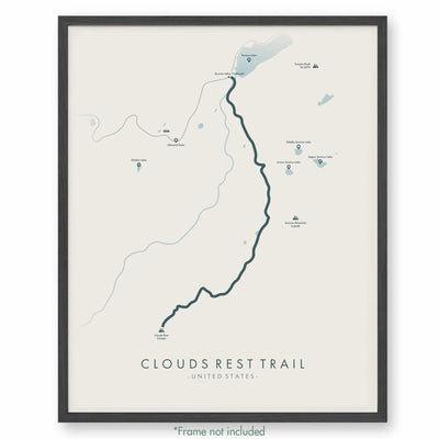Trail Poster of Clouds Rest Trail - Beige