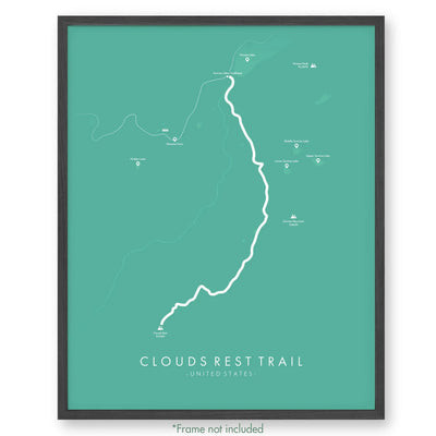 Trail Poster of Clouds Rest Trail - Teal