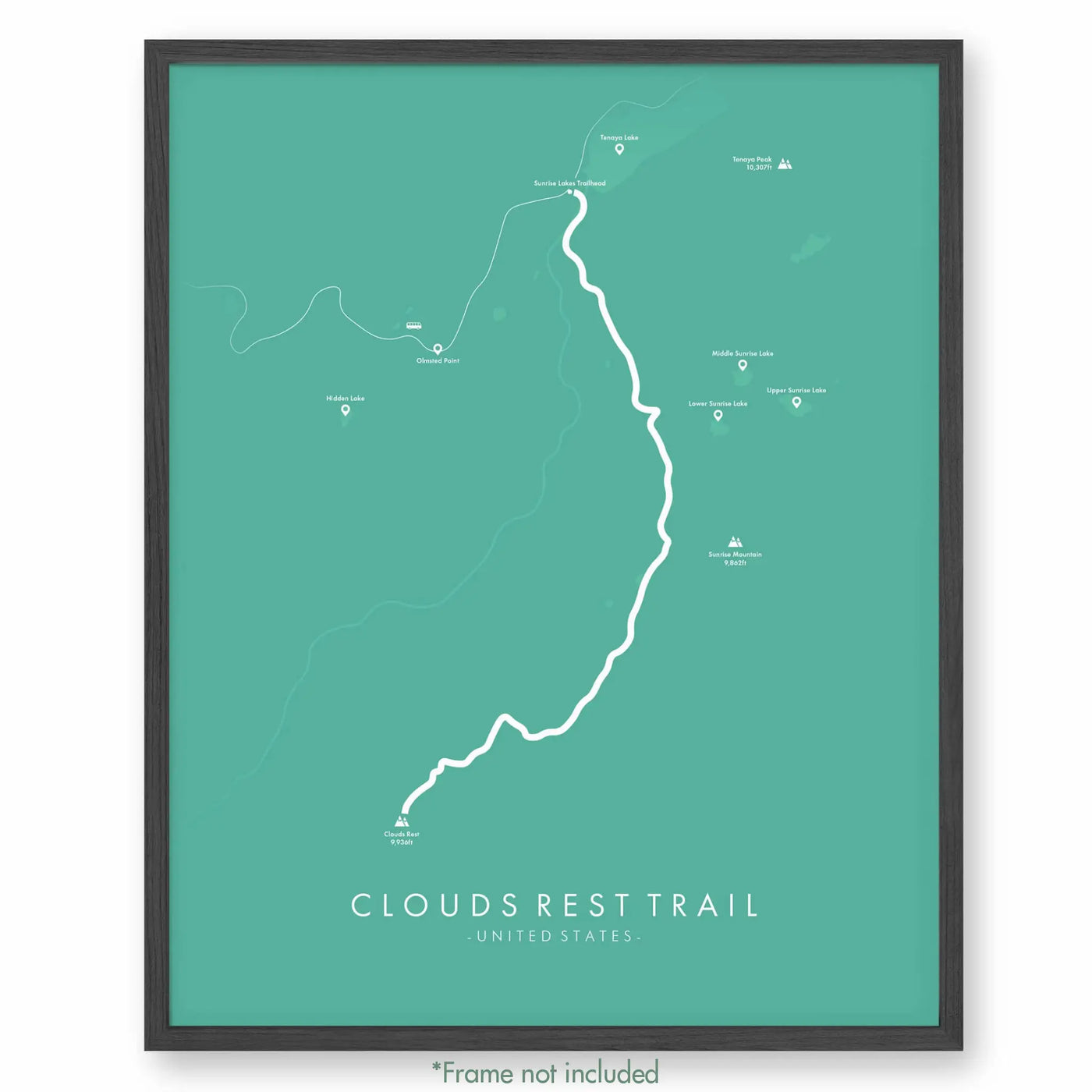Trail Poster of Clouds Rest Trail - Teal