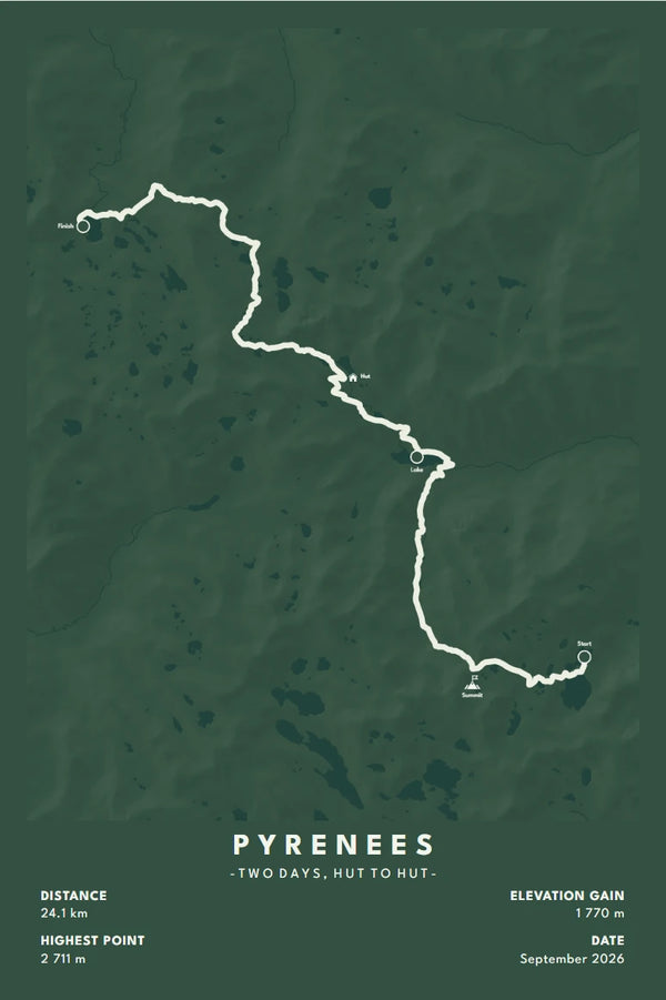 Hike poster of the two-day Pyrenees route, made from its GPX file