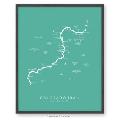 Trail Poster of Colorado Trail - East Collegiate - Teal