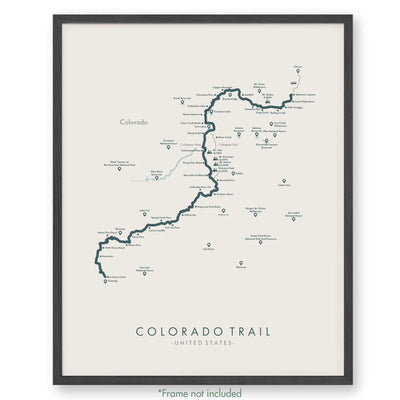 Trail Poster of Colorado Trail - West Collegiate - Beige