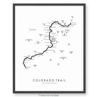 Trail Poster of Colorado Trail - West Collegiate - White