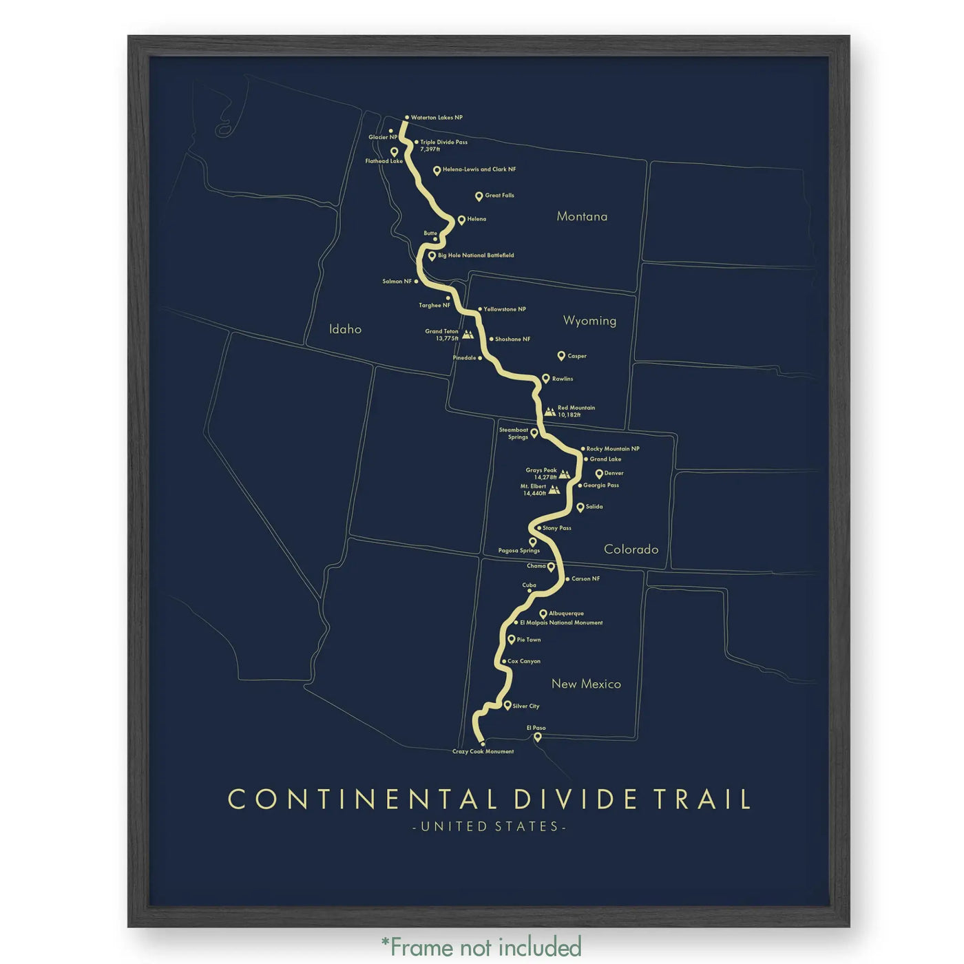 Trail Poster of Continental Divide Trail - Blue