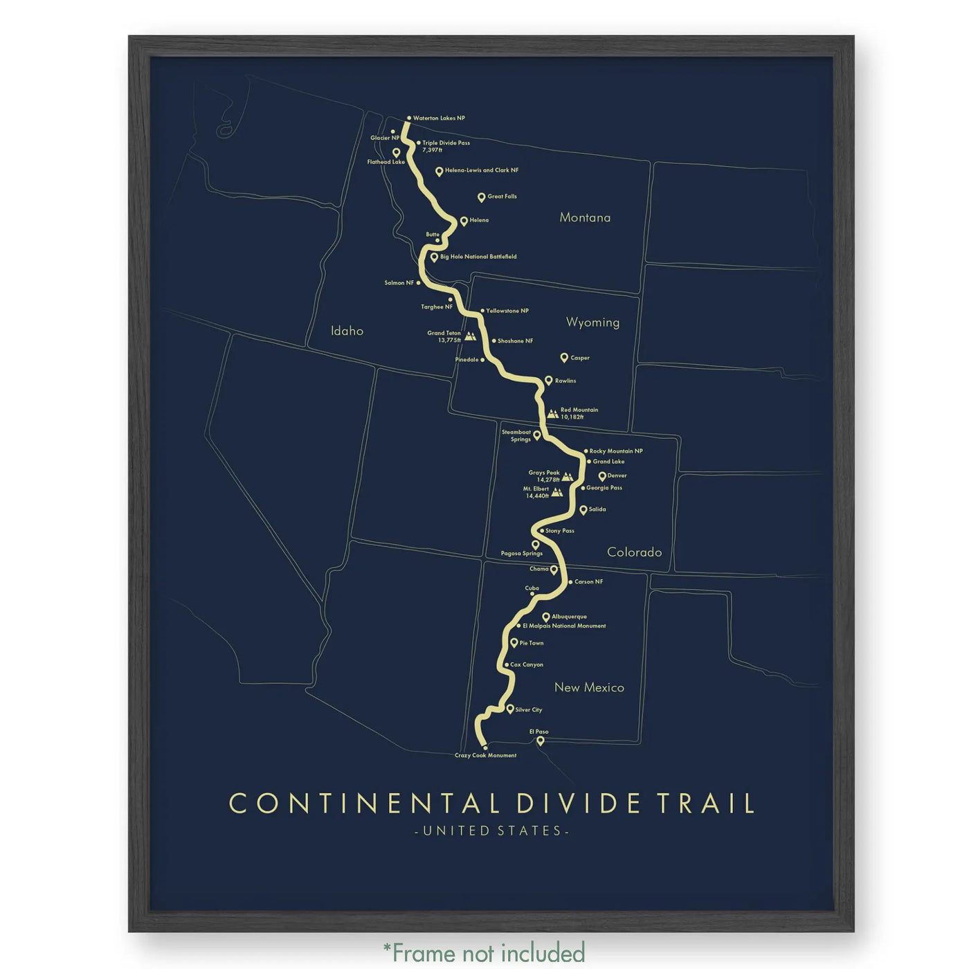 Trail Poster of Continental Divide Trail - Blue