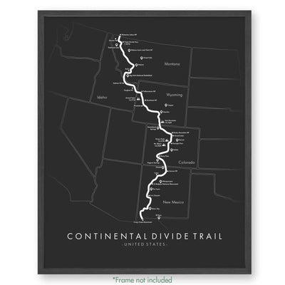 Trail Poster of Continental Divide Trail - Grey