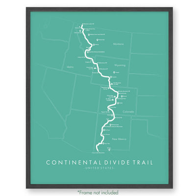 Trail Poster of Continental Divide Trail - Teal