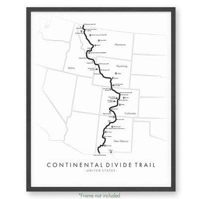 Trail Poster of Continental Divide Trail - White