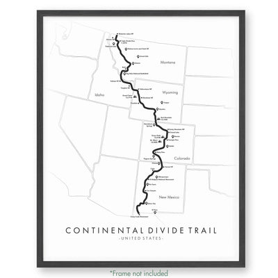 Trail Poster of Continental Divide Trail - White