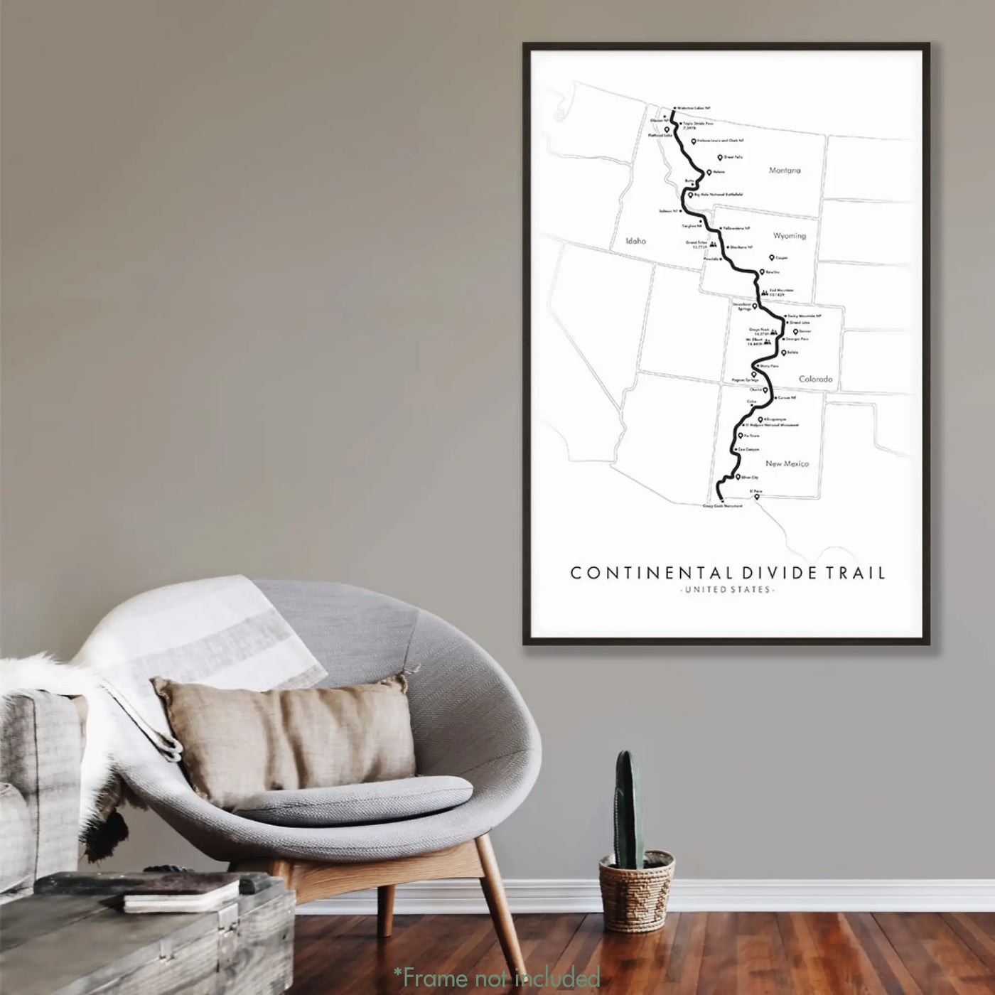 Trail Poster of Continental Divide Trail - White Mockup