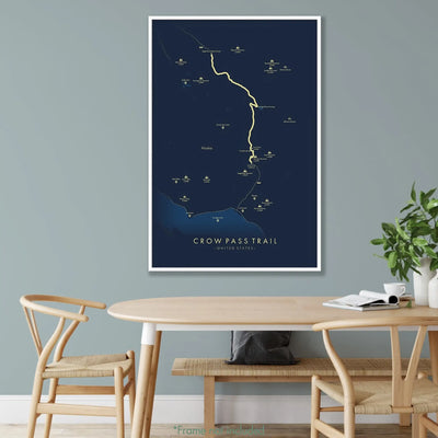 Trail Poster of Crow Pass Trail - Blue Mockup