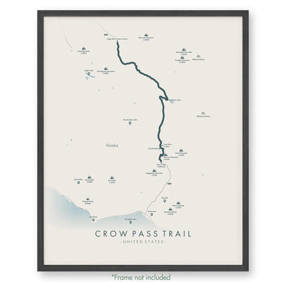 Trail Poster of Crow Pass Trail - Beige