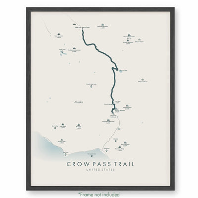 Trail Poster of Crow Pass Trail - Beige