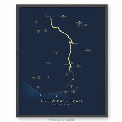 Trail Poster of Crow Pass Trail - Blue