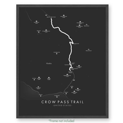 Trail Poster of Crow Pass Trail - Grey