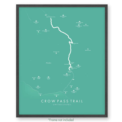 Trail Poster of Crow Pass Trail - Teal