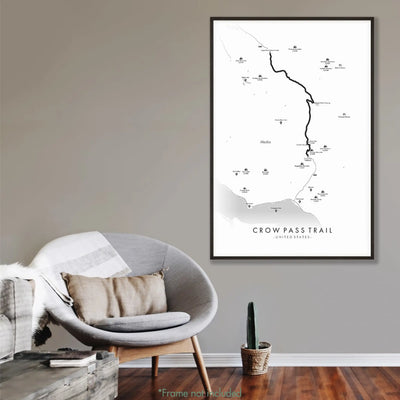 Trail Poster of Crow Pass Trail - White Mockup