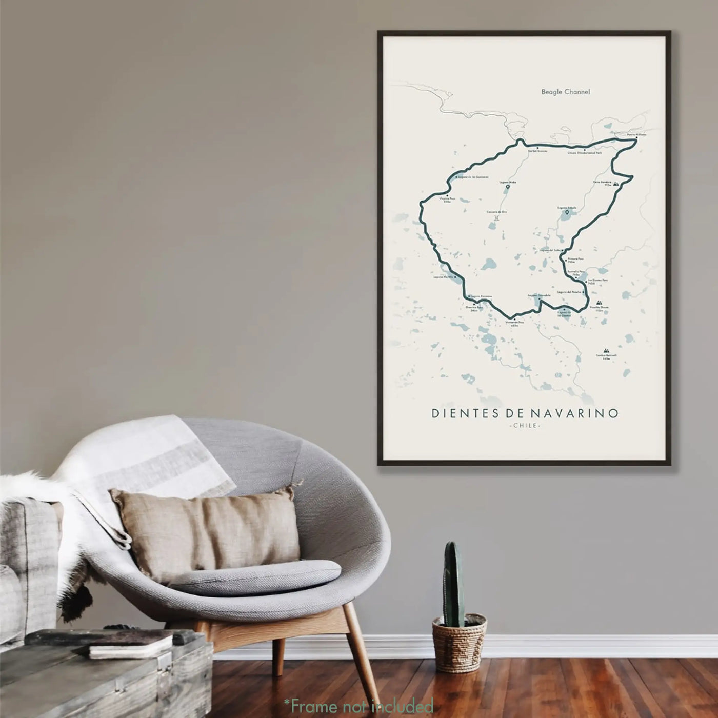 Trail Poster of Dientes de Navarino - Beige Mockup