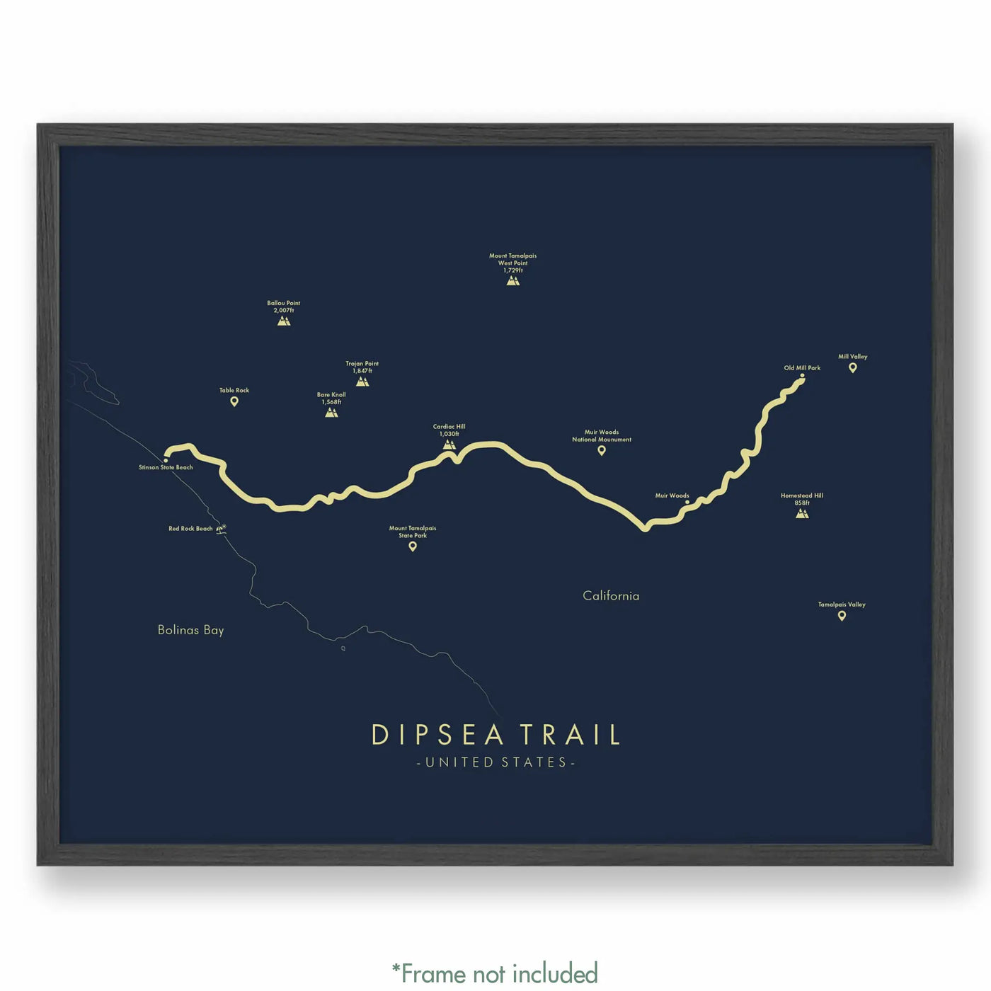 Trail Poster of Dipsea Trail - Blue