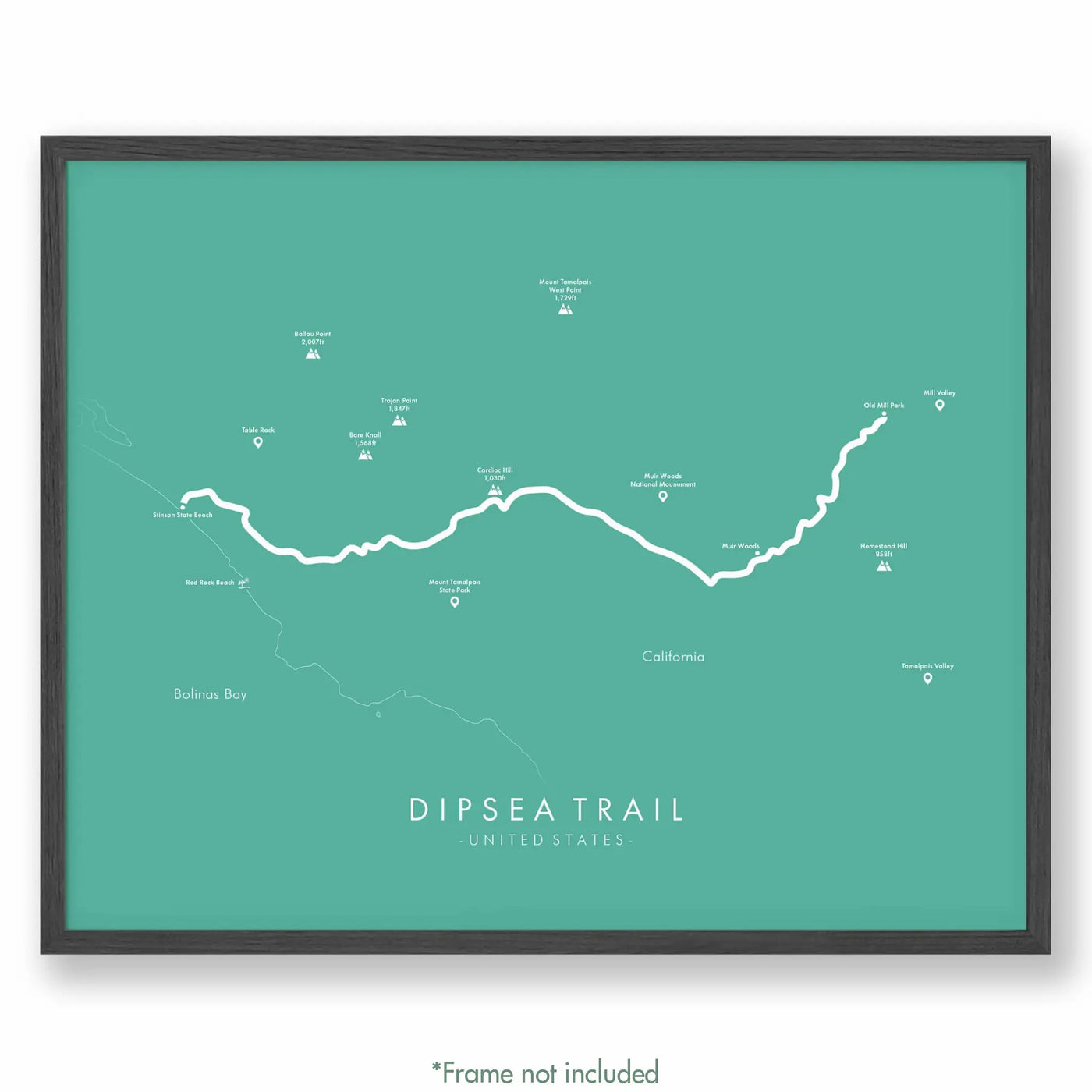 Trail Poster of Dipsea Trail - Teal