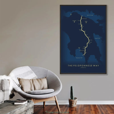 Trail Poster of E4 | The Peloponnese Way - Blue Mockup