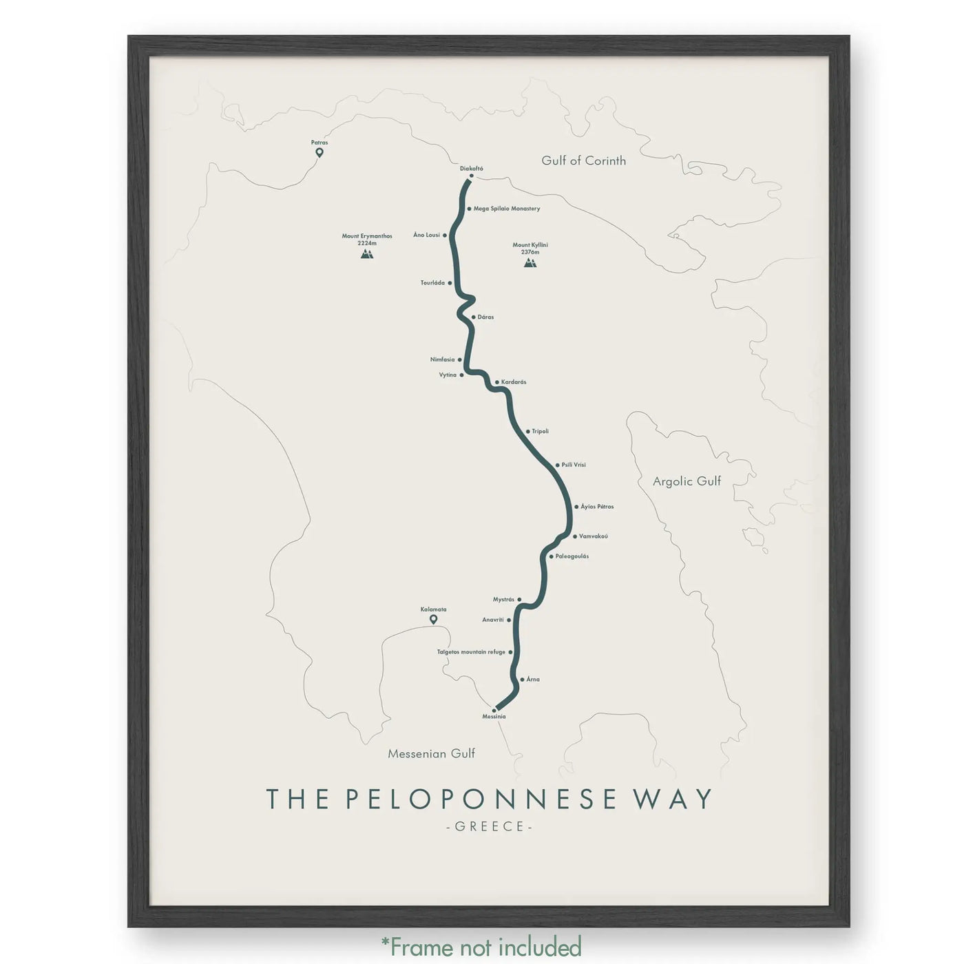Trail Poster of E4 | The Peloponnese Way - Beige
