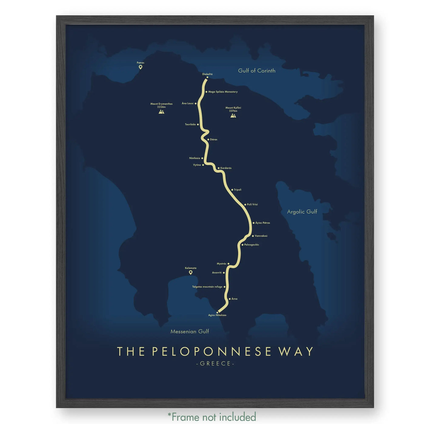 Trail Poster of E4 | The Peloponnese Way - Blue