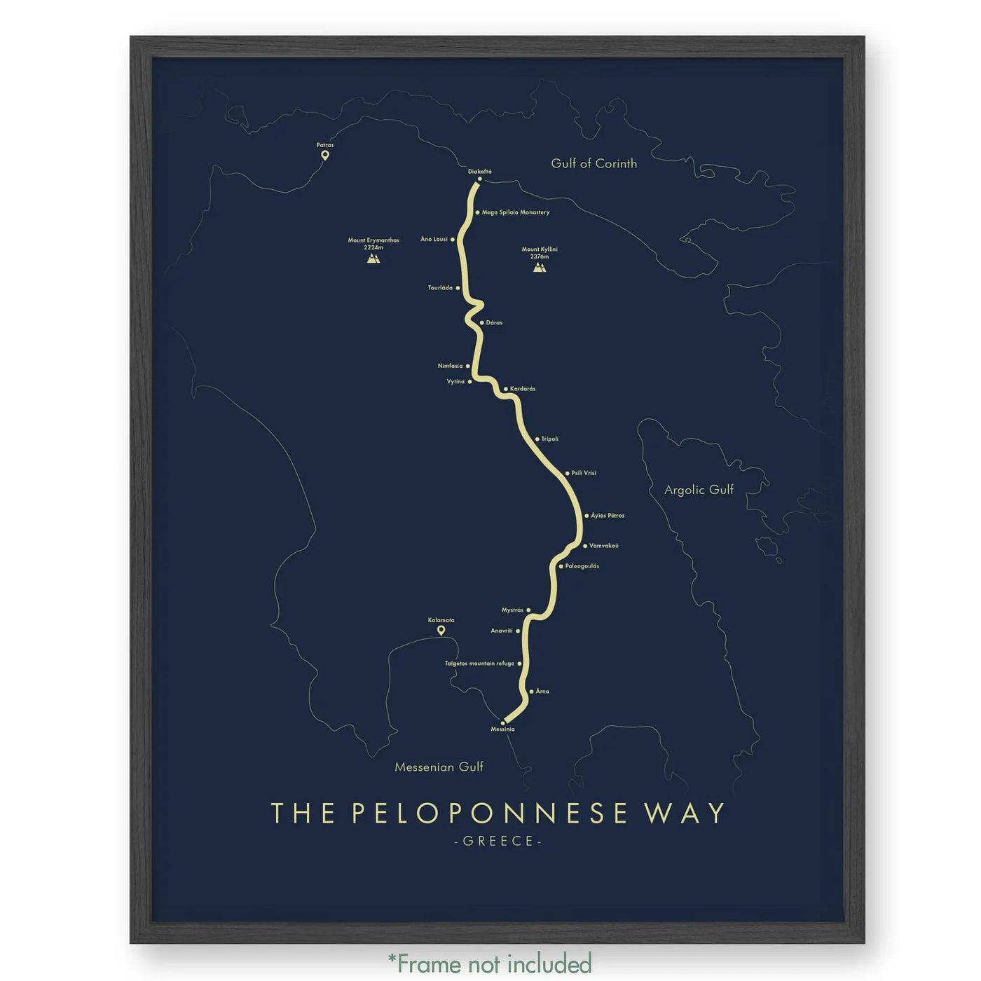 Trail Poster of E4 | The Peloponnese Way - Blue